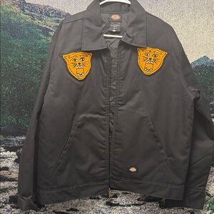 Dickies Black Bomber Jacket with Orange Panther Patches
